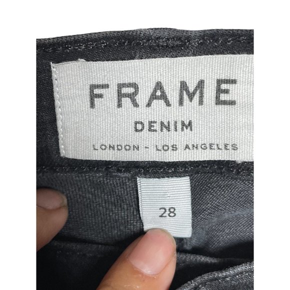 FRAME Empire "Le Skinny de Jeanne" Ripped Distressed Black Size 28 - Picture 3 of 8